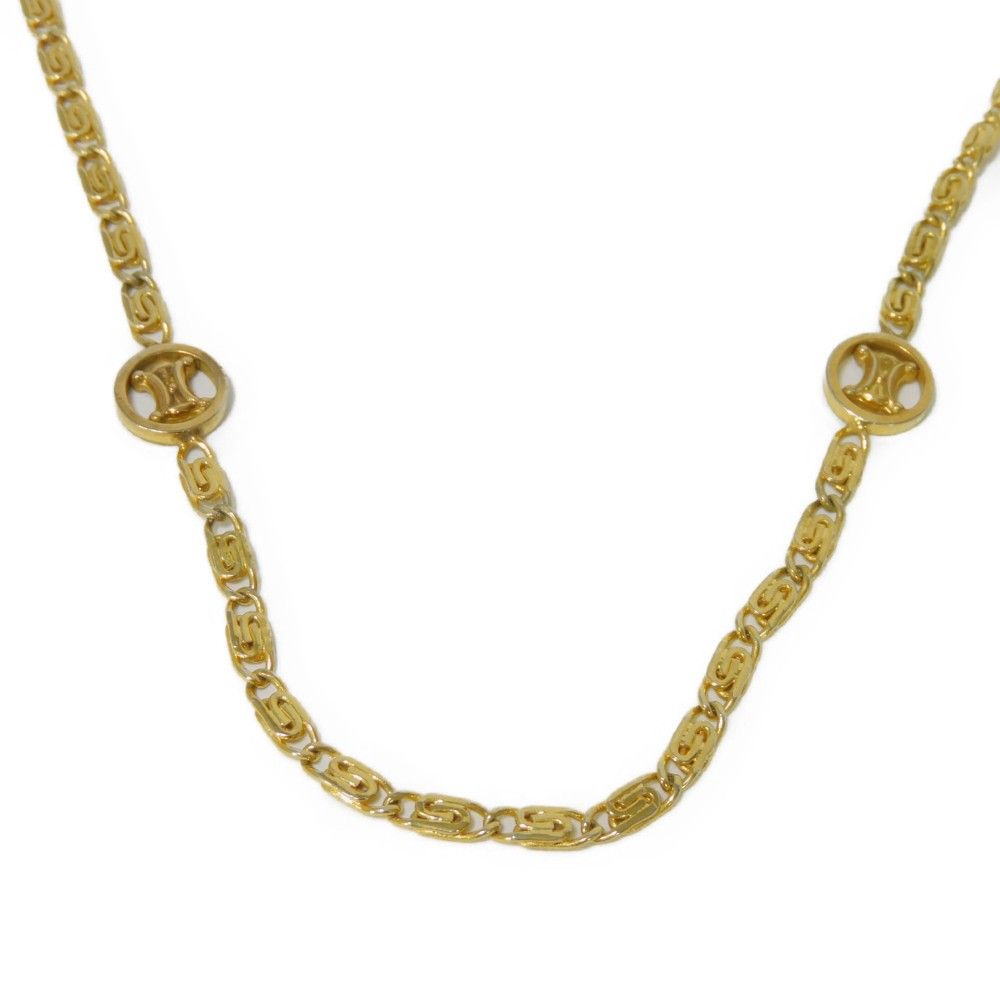 CELINE セリーヌ マカダム トリオンフ チェーン ネックレス ゴールド CELINE セリーヌ マカダム ブラゾン トリオンフ ネックレス