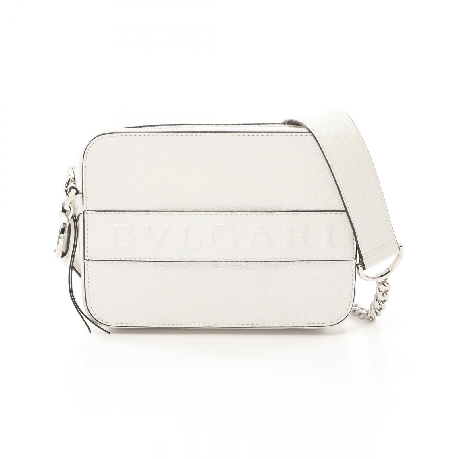 ブルガリ BVLGARI ショルダーバッグ パールシェルレザー エンボスロゴ ホワイト レザー ショルダーバッグ レディース Used B