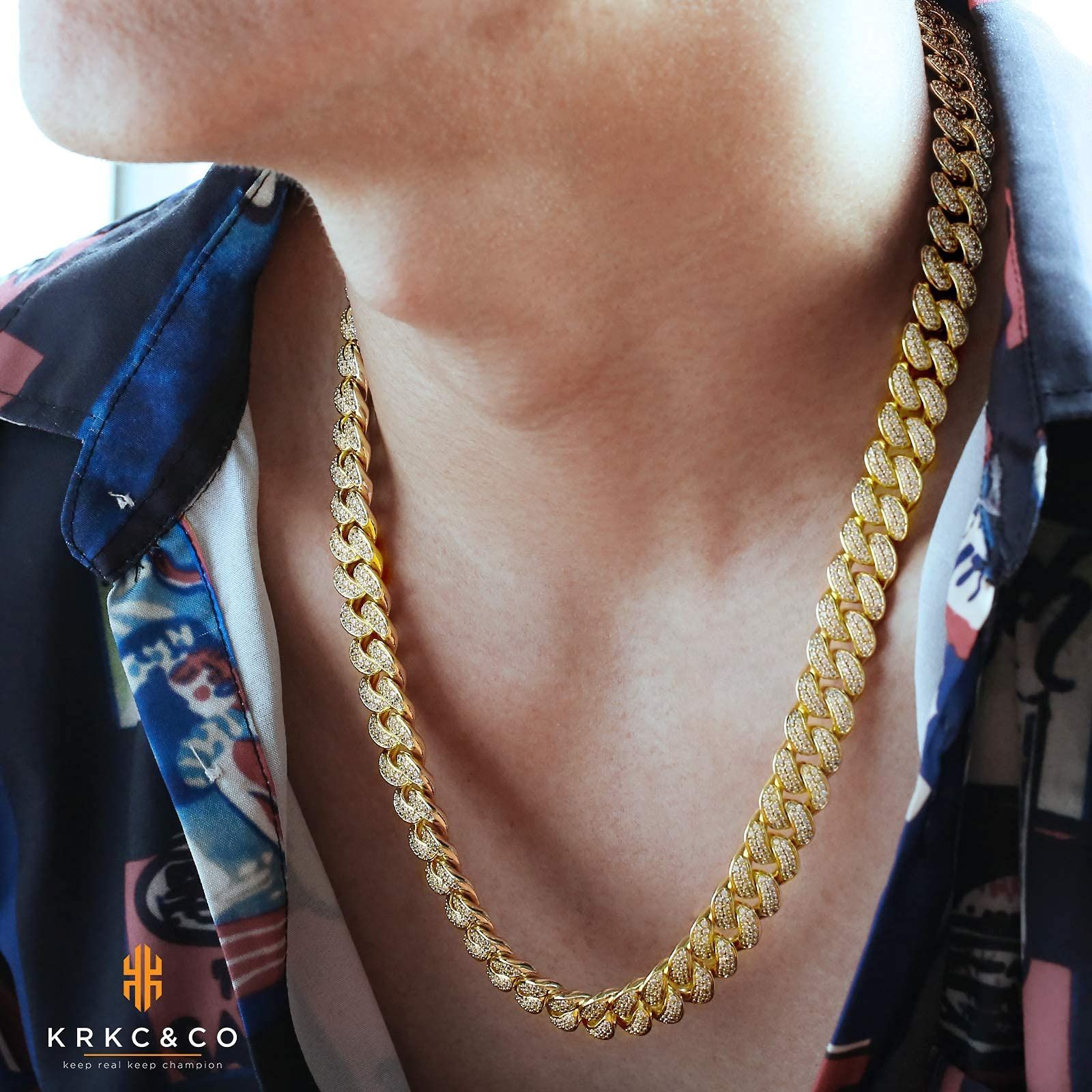 人気商品 喜平ネックレス 12|18mm マイアミ キューバンチェーン ジルコニア 14Kゴールド CZダイヤ 太目 KRKC-CO キヘイ メンズ リンク チョーカー ヒップホップ ラッパー STEELWINDOWSANDDOORS_COM