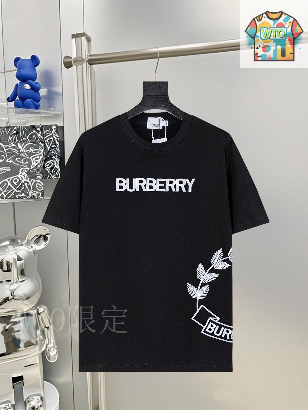 関税負担なし Burberry ロゴモチーフ 刺繍 Tシャツ 国内セール☆BURBERRYバーバリーJAYSON 刺繍ネック ロゴTシャツ