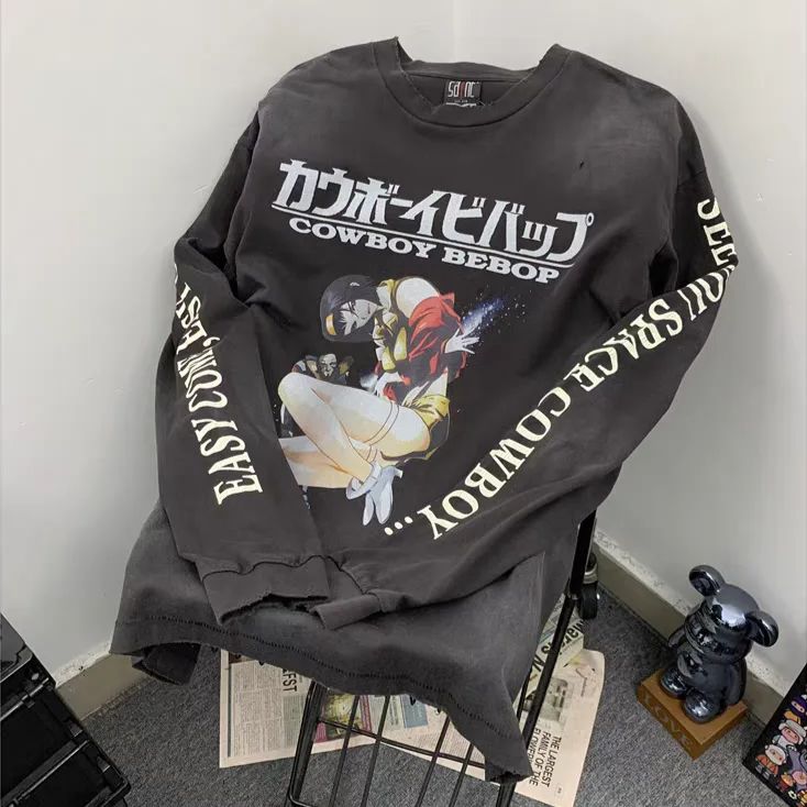 全新 女性戦士攻殻機動隊ビッグシルエット長袖Tシャツ 男女兼用 K