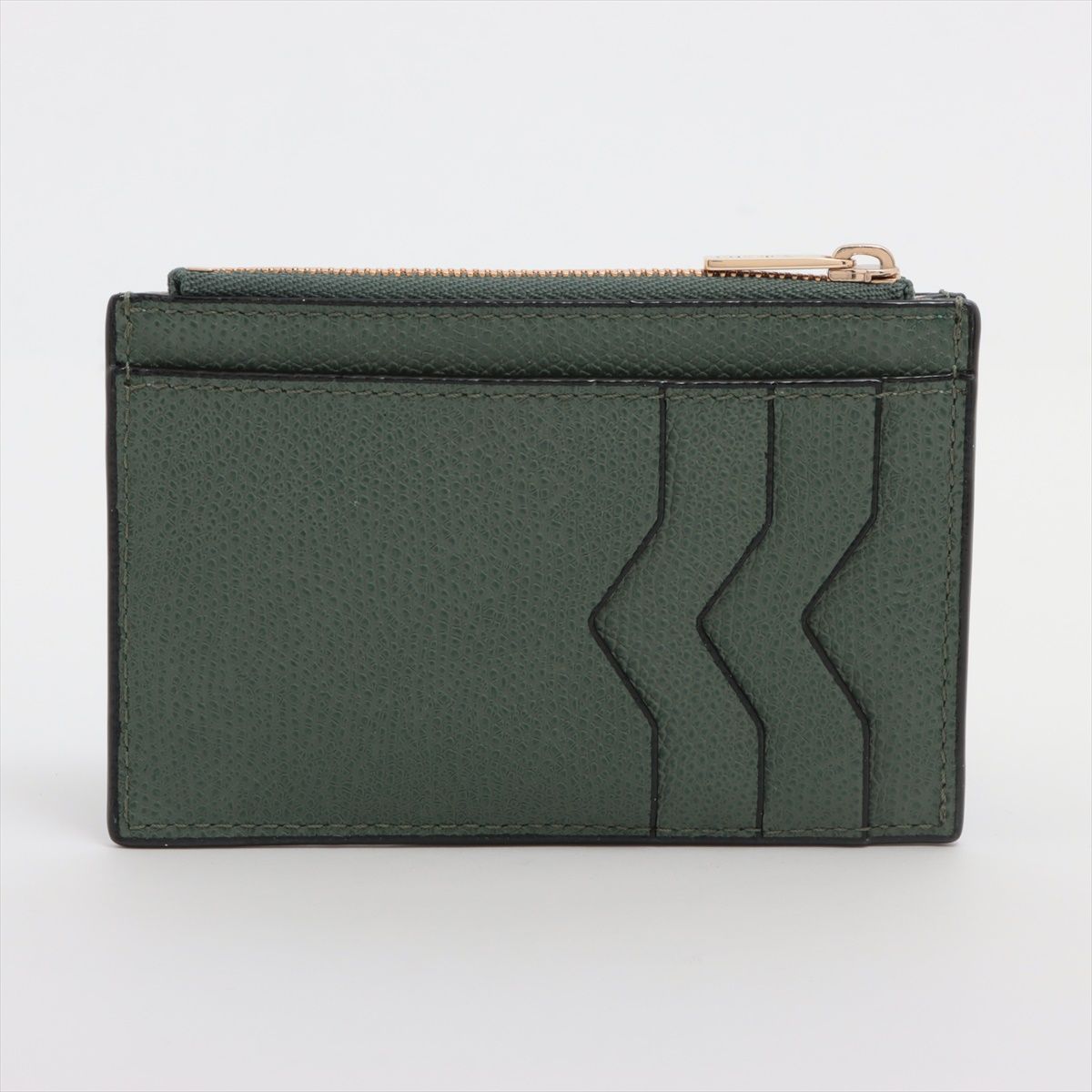 新品同様 ヴァレクストラ グリーン レザー カードケース コインケース  