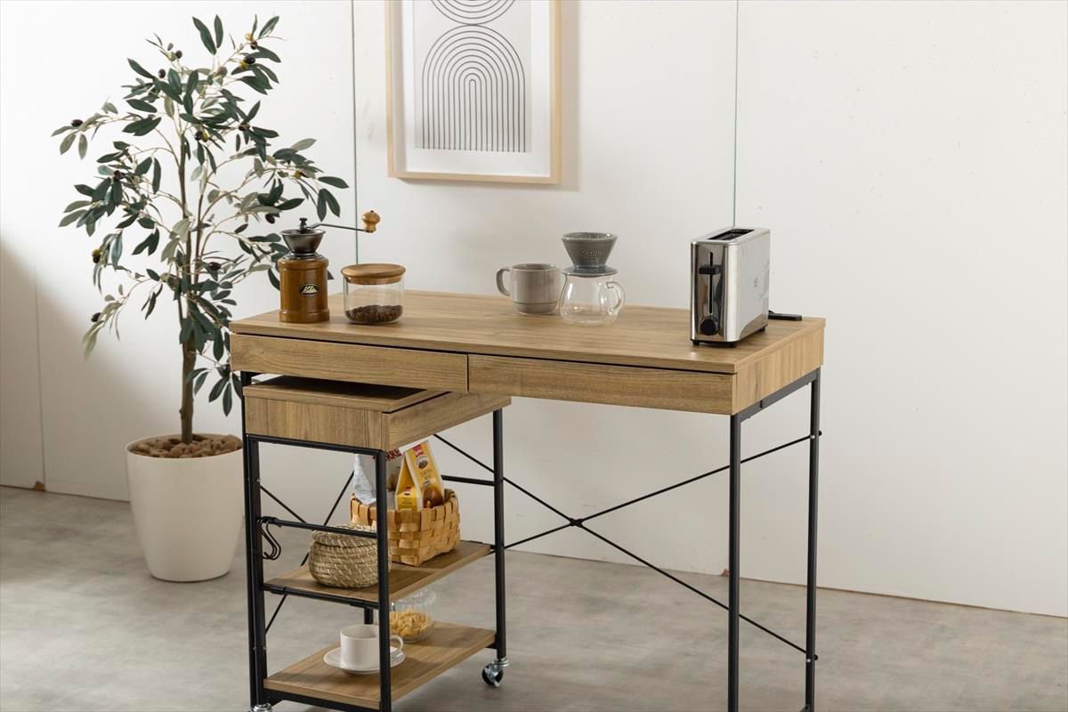 送料無料】【2点セット】Amitie 幅90cm デスク&ラックセット ショップ