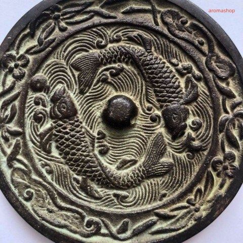 中国美術 青銅 幾何学模様 鏡 φ7cm 古銅(LC529) 中国美術 青銅 幾何学模様 鏡 φ7cm 古銅(LC529)