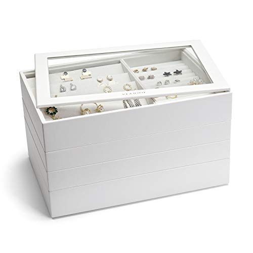 Vlandoジュエリーボックス 透明 アクセサリー収納トレー ケース小物入れDIY複層アクセサリー収納トレーセット 蓋付き ピアス指輪リング 人気商品Vlando アクセサリーケース 2層 大容量 ジュエリーボックス