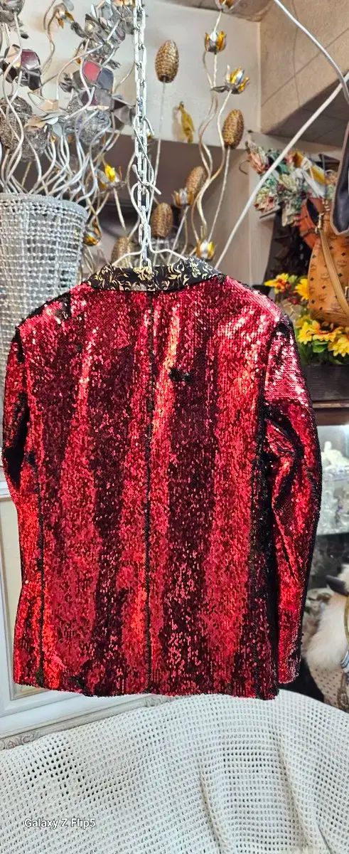 ステージ衣装レッド スパンコール ブレザー ジャケット