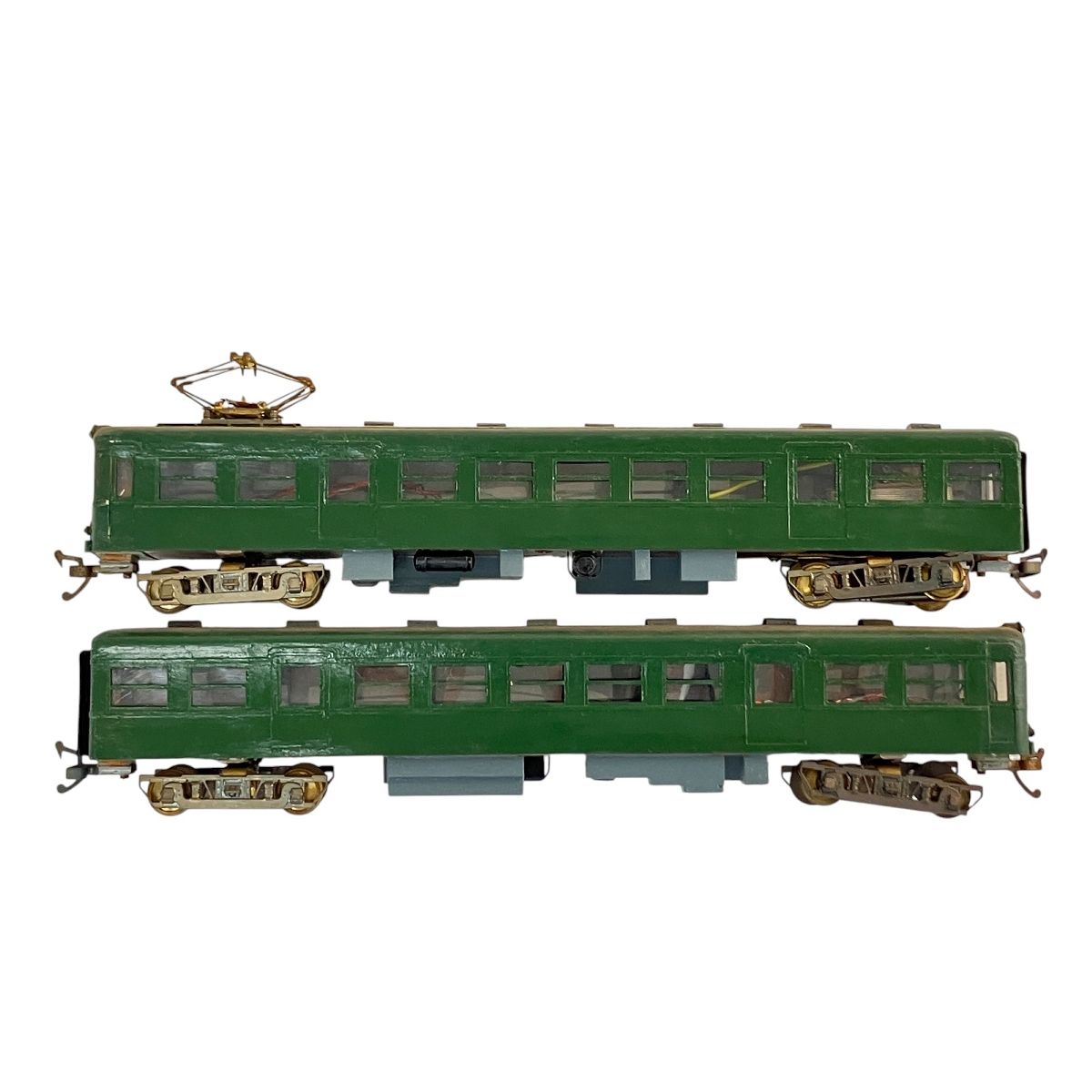輝い 2ドア 私鉄電車 メーカー不明 シルヘッダー HOゲージ 2両セット 鉄道模型