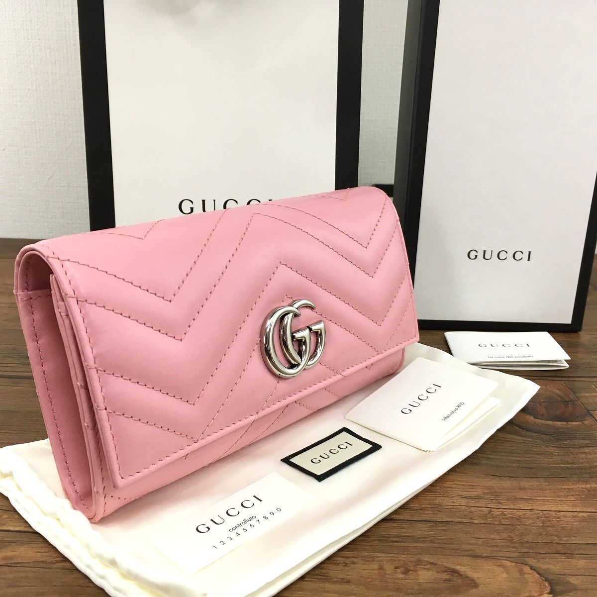 100%品質保証 未使用品 GUCCI 長財布 GGマーモント ピンク 139 www.esn