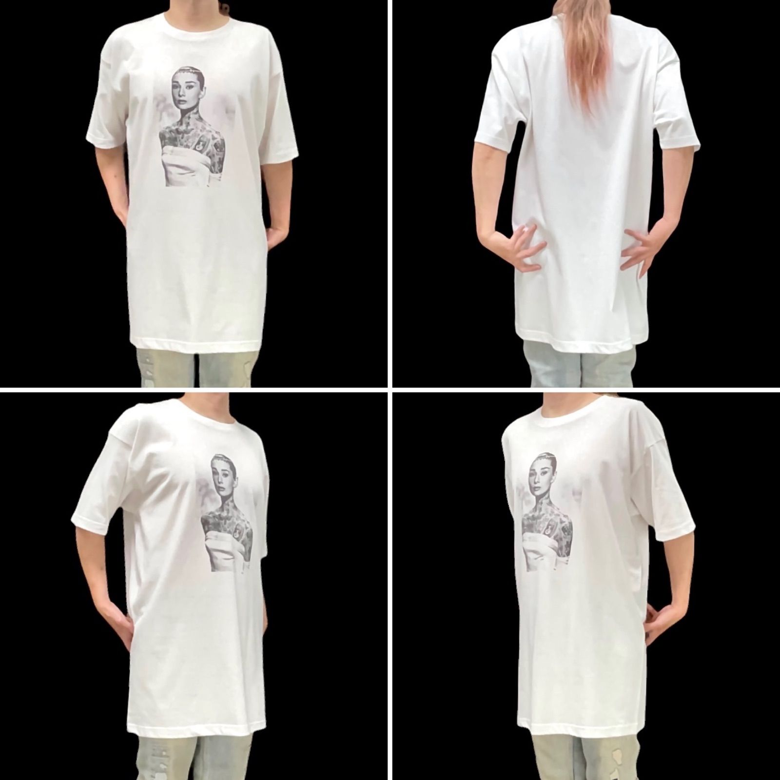 オリジナル ビッグTシャツ オードリーヘプバーン タトゥー ローマの 
