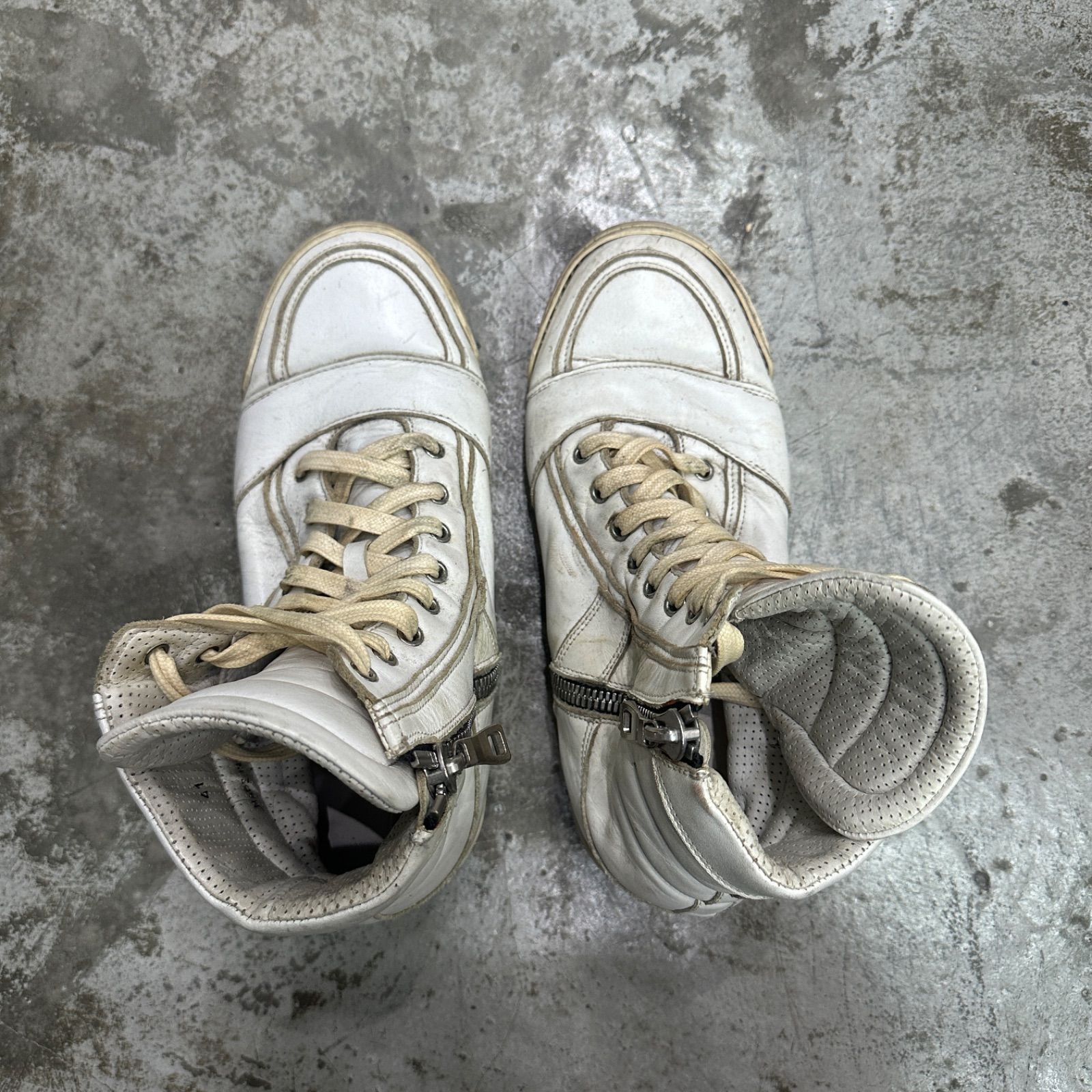 BALMAIN レザー ハイカット スニーカー バルマン 41 98567A1 - メルカリ