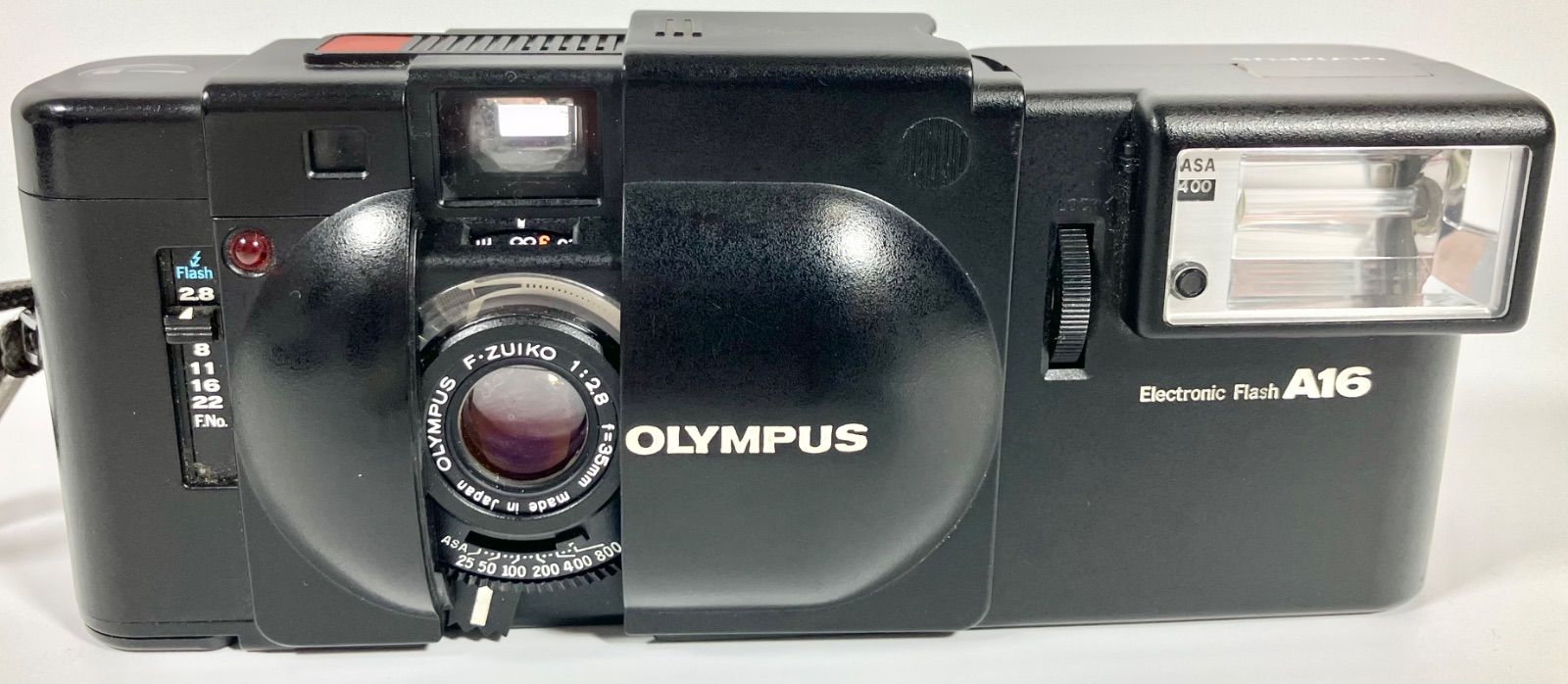 オリンパス OLYMPUS XA A16 フラッシュ付き ケース付き 稼動品