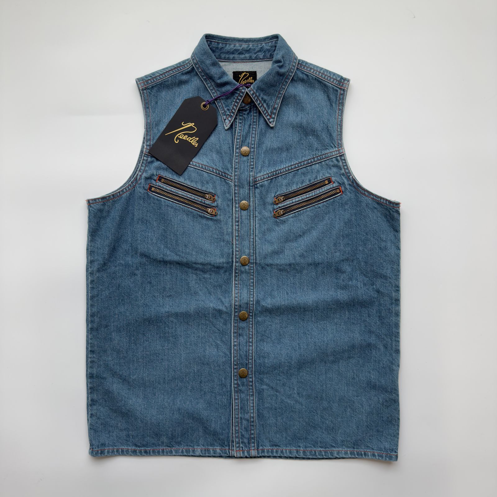 NEEDLES ニードルズ ノースリーブ デニム ウエスタンシャツ サイズ1 古着