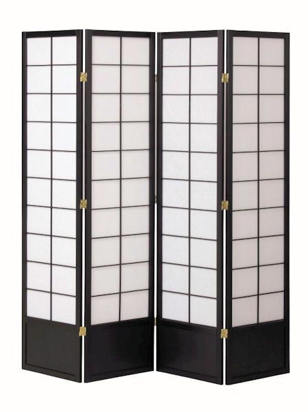 格子柄 和風衝立4連 スクリーン パーテーション 間仕切り（924）