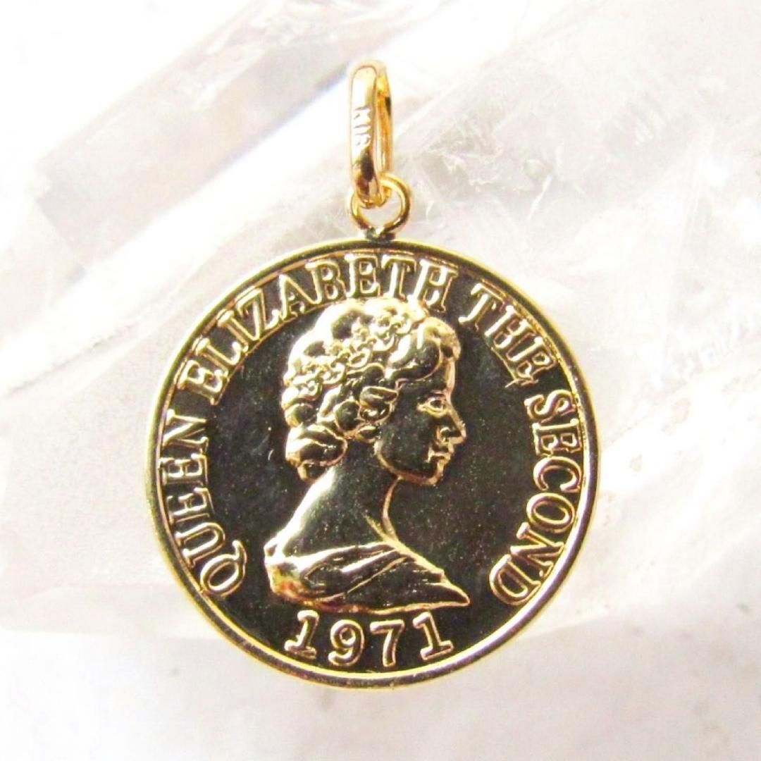 18K K18ネックレストップ  トップエリザベス 刻印 ネックレストップ K18 コイン 13mm 18K エリザベス 刻印 18金 L