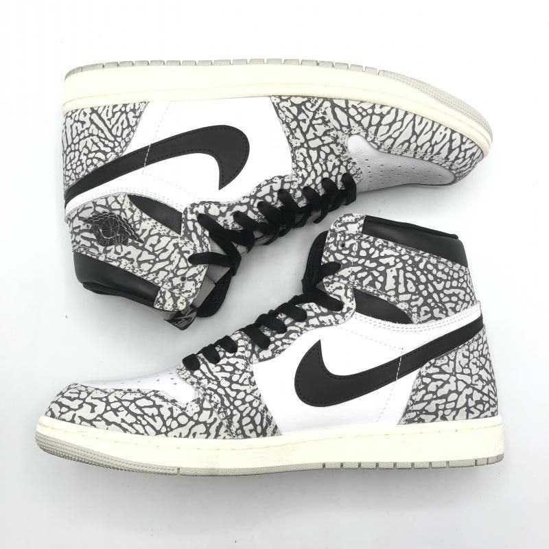 シューズ(男性用) Nike Air Jordan 1 White Cement Safari Nike Air Jordan 1 Retro OG High Men's White Cement Black