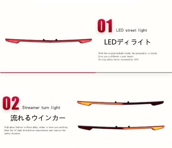 高品質 キャデラックXT5 2017- トランクスポイラーランプ 流れるシャル