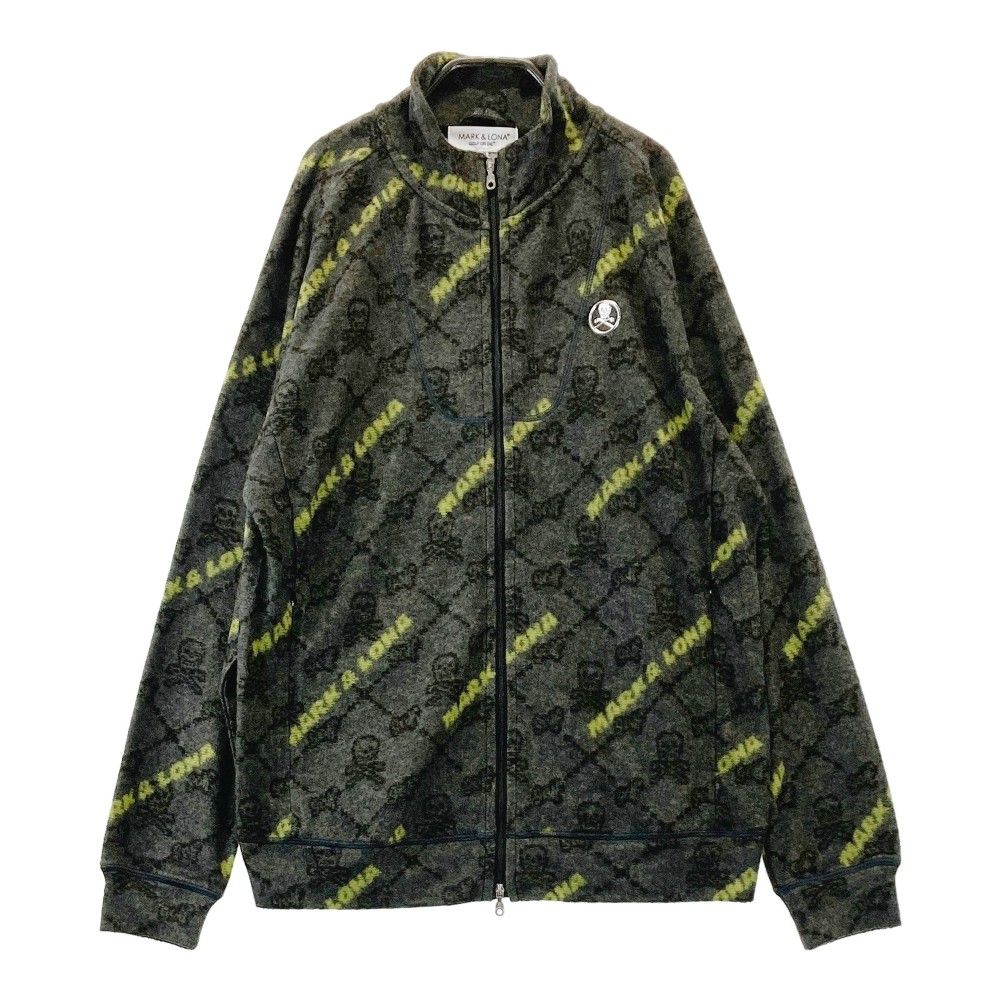 サイズ：48 MARK&LONA マークアンドロナ  ジップジャケット スカル総柄 グレー系 [240101426096] ゴルフウェア メンズ ストスト サイズ：48 MARK&LONA マークアンドロナ ジップジャケット