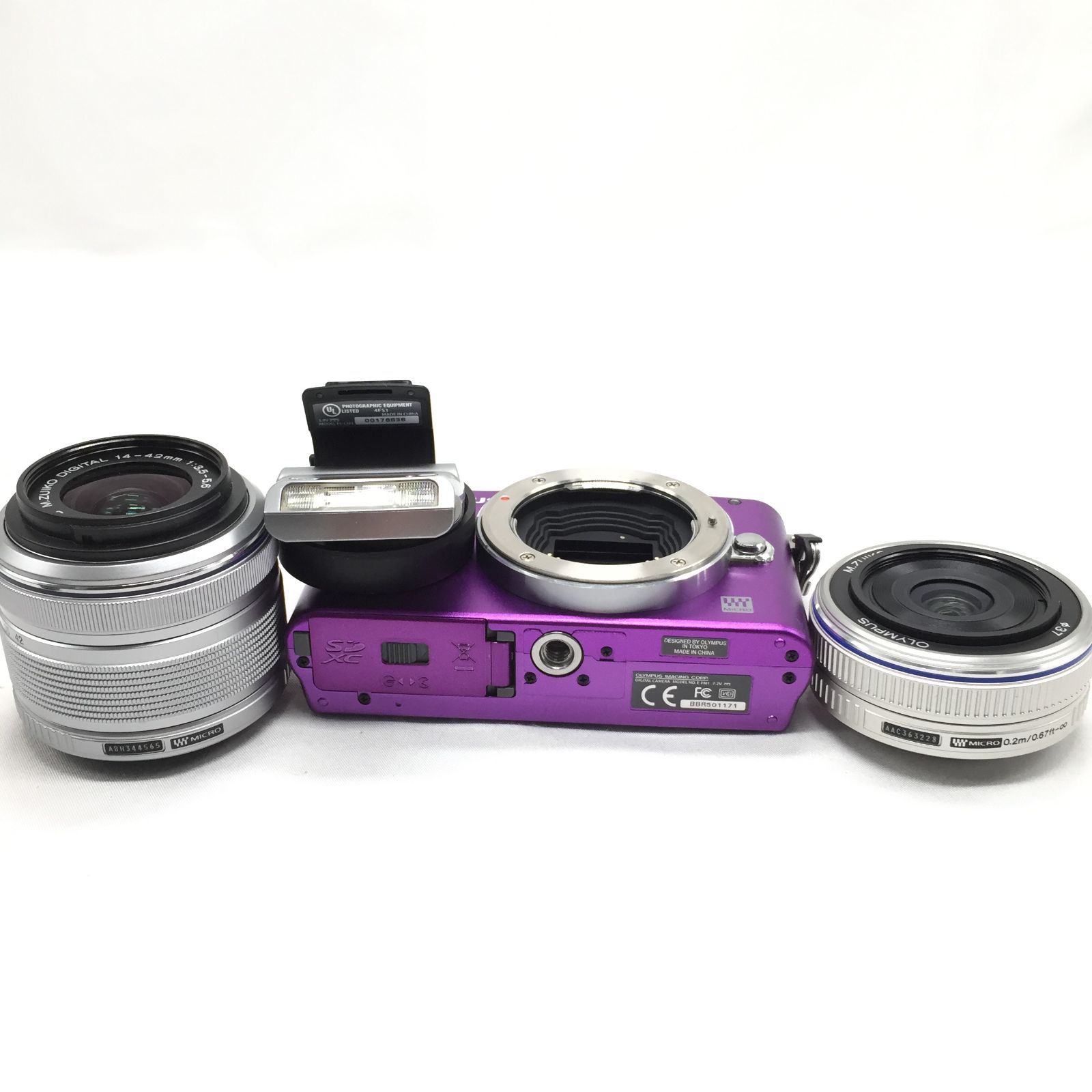 希少色パープル【元箱付美品】OLYMPUS PEN mini E-PM1 ツインレンズ 