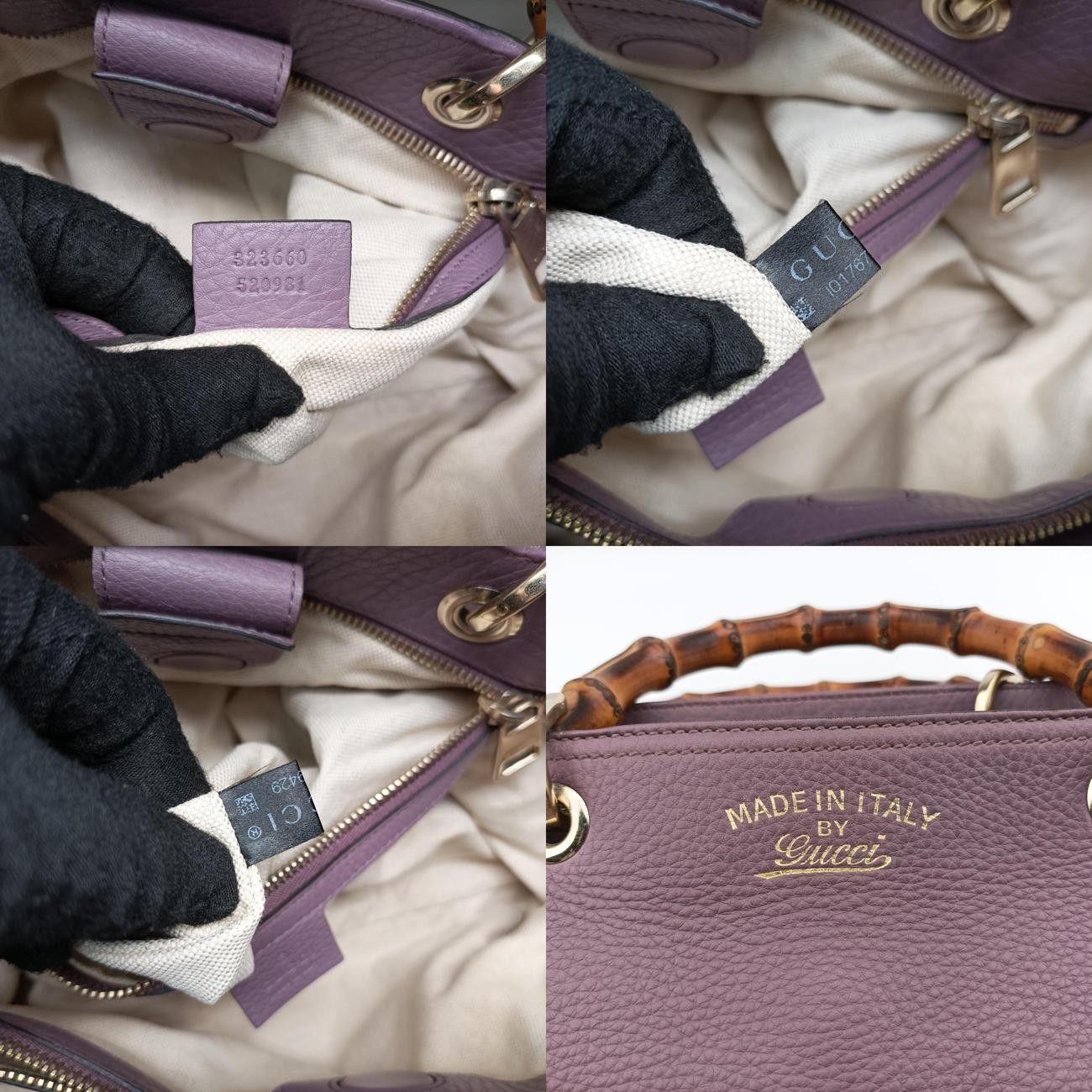 グッチGucciバンブーショッパーパープルレザー323660I017679429