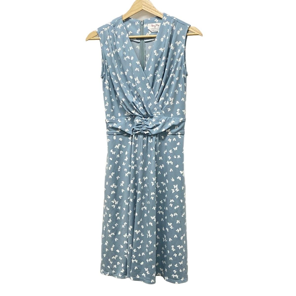 ネイビーkay meローズドット ギャザーワンピース ケイミー