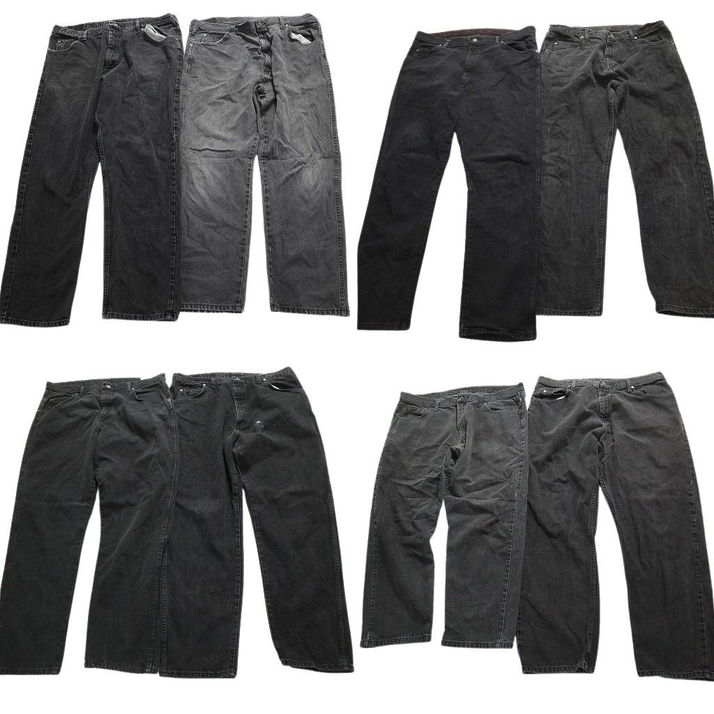 古着卸 まとめ売り Wrangler ラングラー ブラックデニム パンツ 8枚セット (メンズ 40 /38 ) ストレート フェード アメカジ MX5224