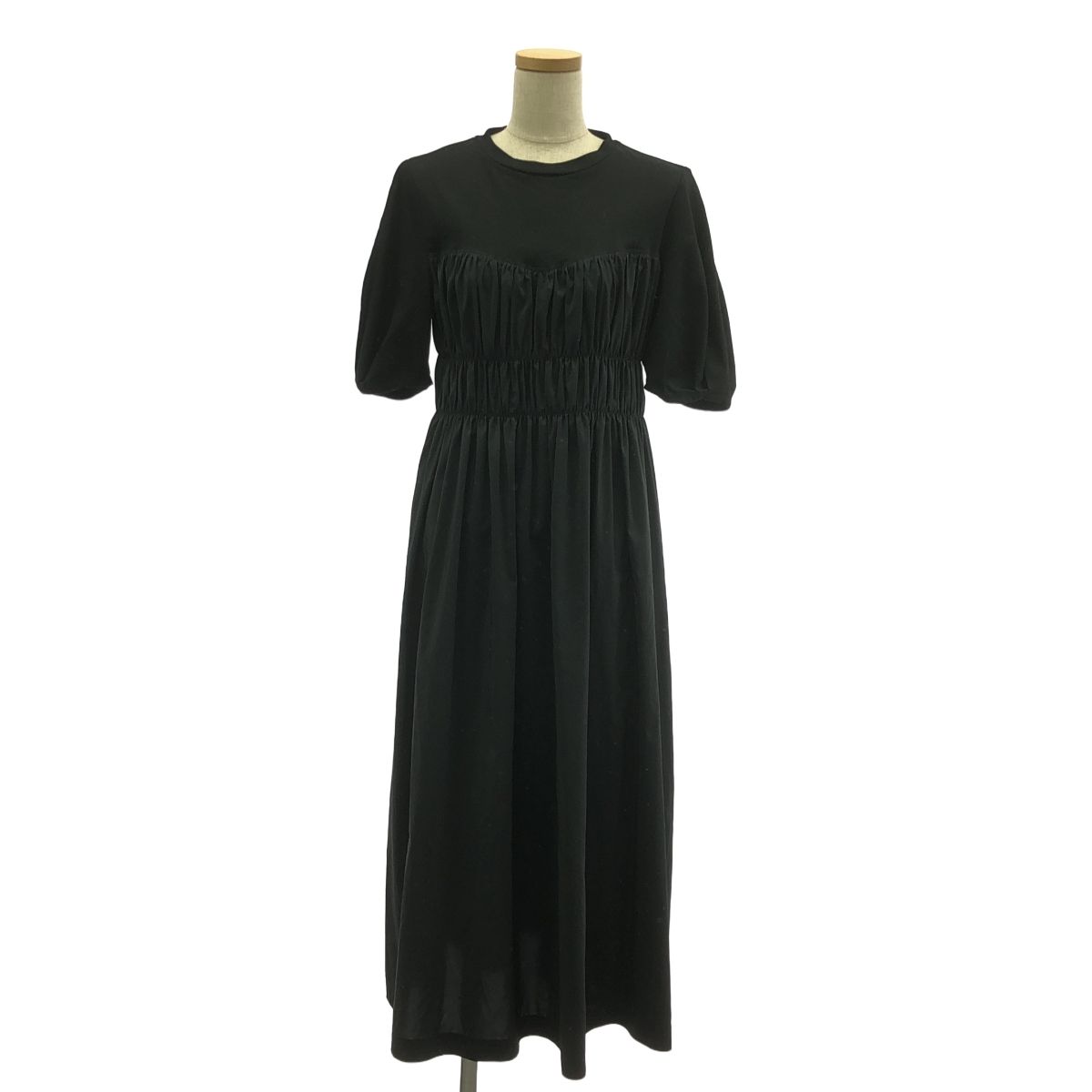 新品 Ballseyコットンジャージーコンビ シャーリングワンピース