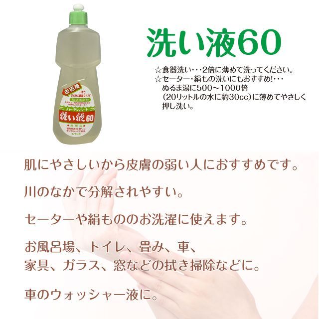洗い液60 800ｍｌ 台所用洗剤 12本セット 自然派 ヤシ油由来 ニオイなし 快い洗い心地 手荒れ防止 SDGs WWW_SKLAD-KIRPICHA_RU