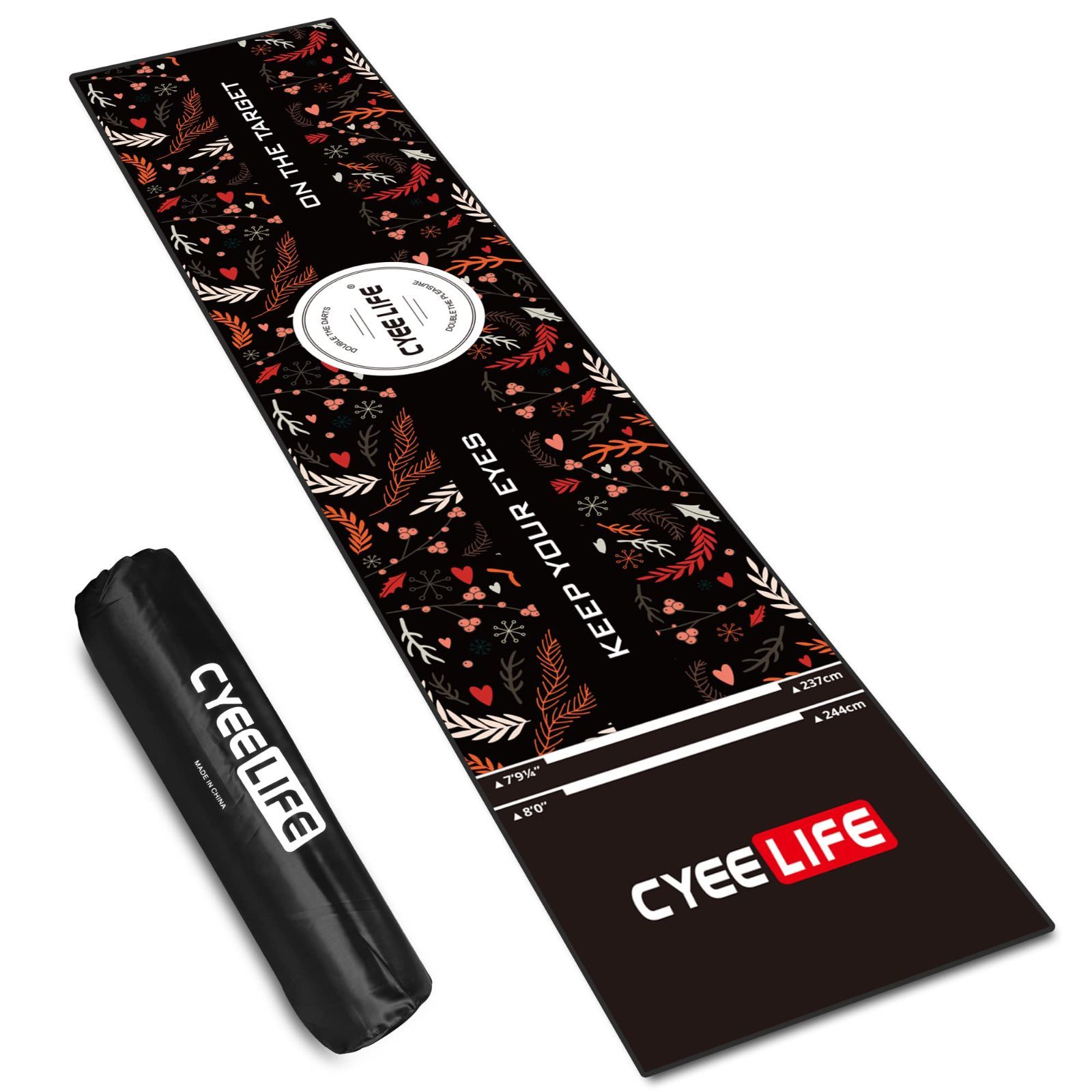 ダーツボードマット キャリーバッグ-スローライン付き CyeeLife スチールとソフトチップダーツゲーム用 スタートライン付き