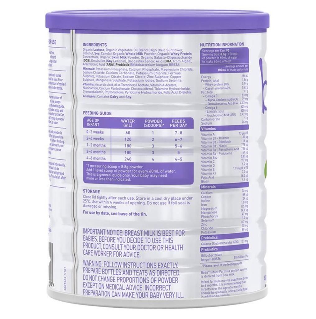 6缶)Bubs Organicバブズオーガニック粉ミルクS1-Fremon出品 Bubs