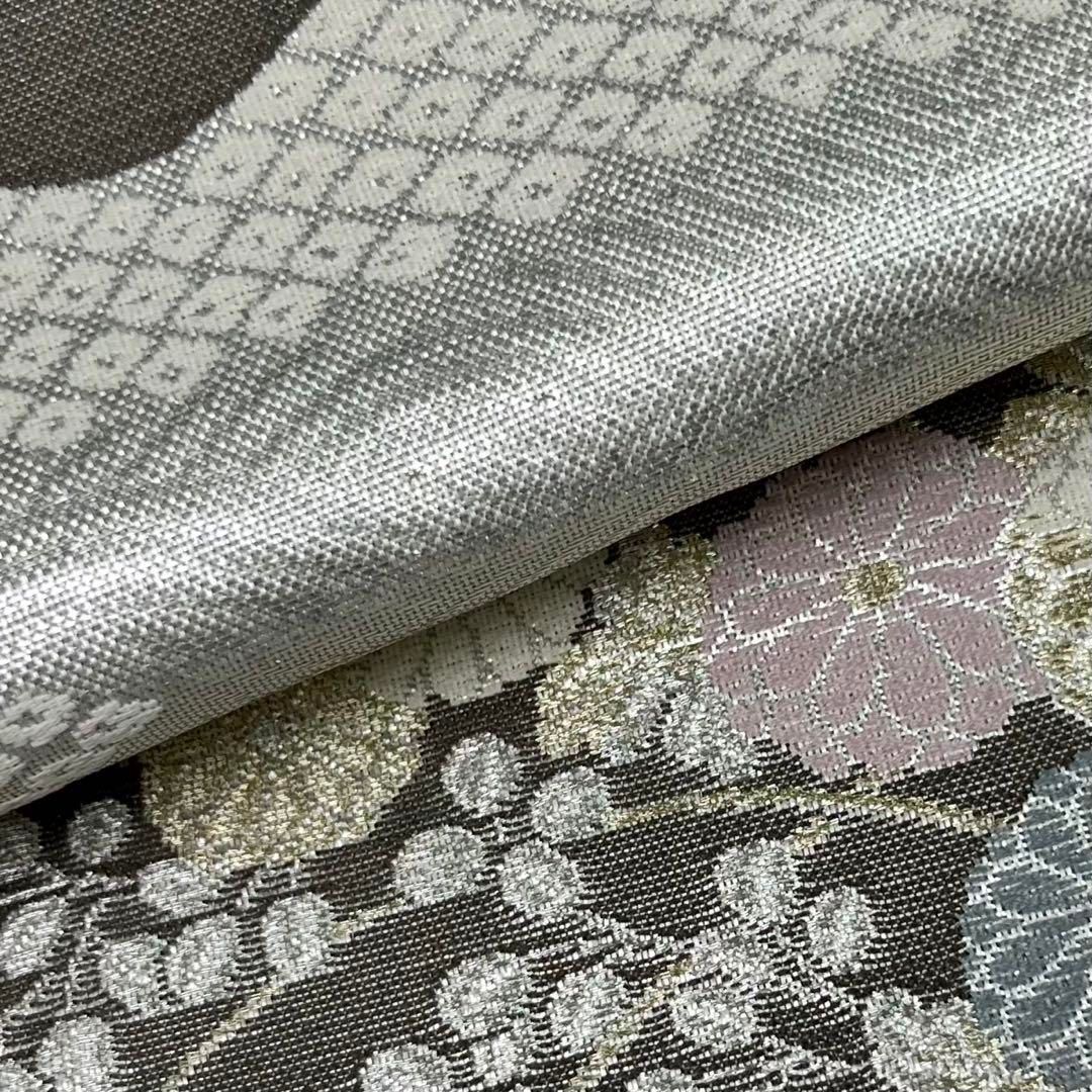 袋帯 西陣 証紙付 京小袖 エ霞に花柄模様 金銀糸 フォーマル O-4343  