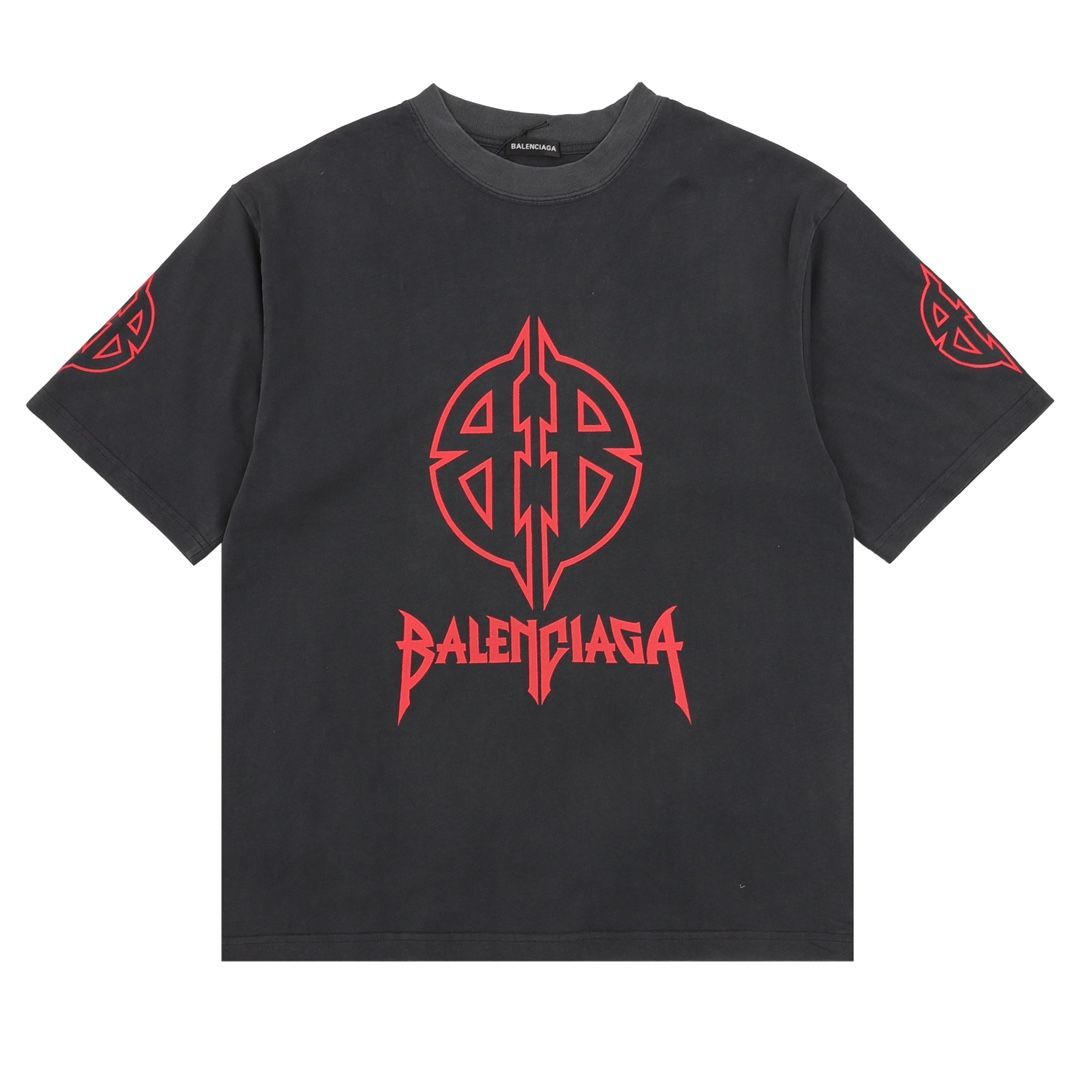 新品 BALENCLAGA バレンシアガ ダブルBロゴプリント 半袖Tシャツ ブラック 男女兼用