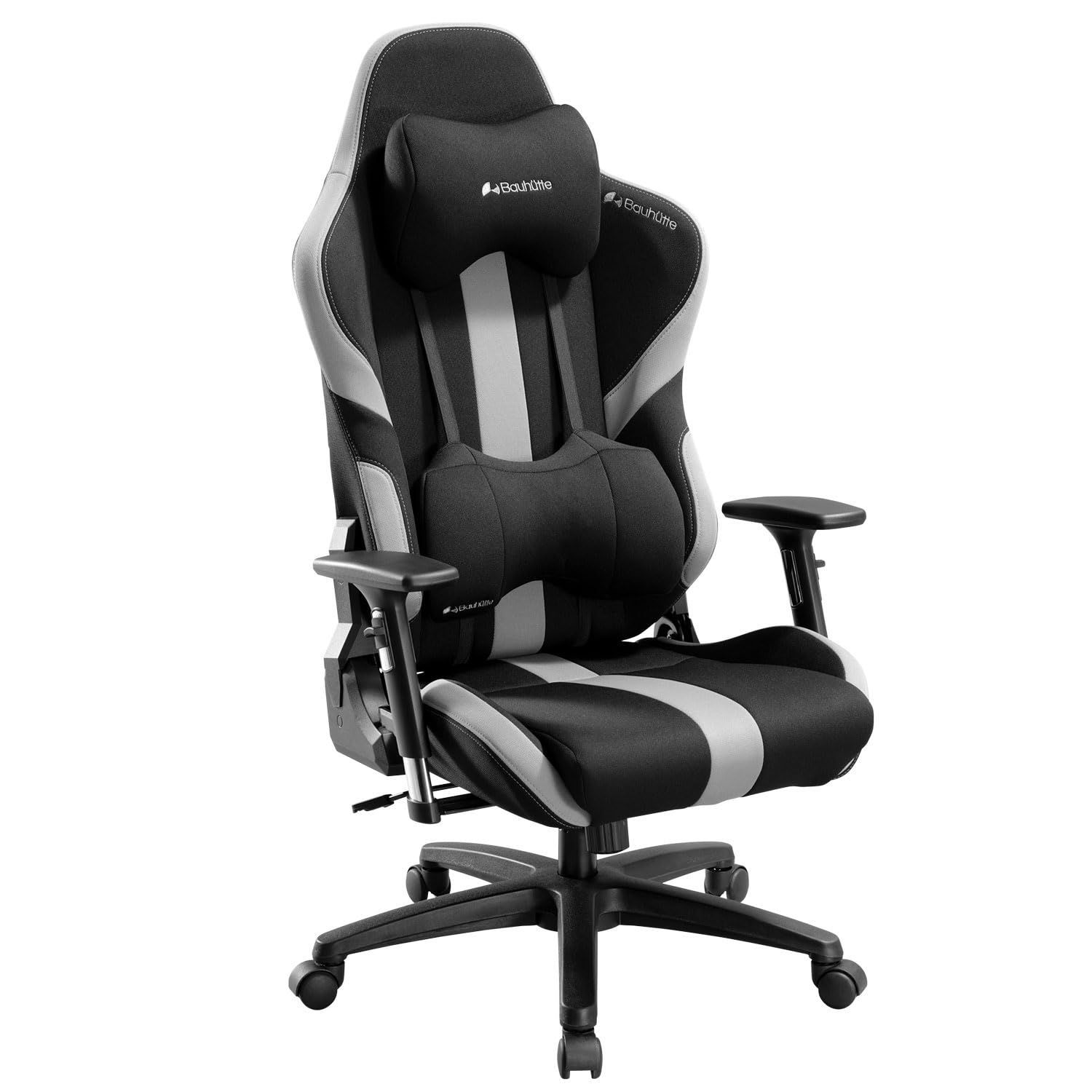 3Dアームレスト リクライニング ファブリック ランバーサポート G-551-BK ロッキング機能 ゲーミングチェア バウヒュッテ ブラック Bauhutte