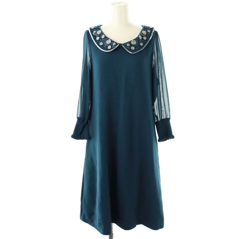 TO BE CHICワンピース トゥービーシック TO BE CHIC ニットワンピース ビジュー衿付き