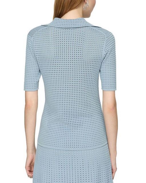 ラファイエットワンフォーエイト レディース ポロシャツ トップス Pointelle Stitch Polo Shirt Paper Blue