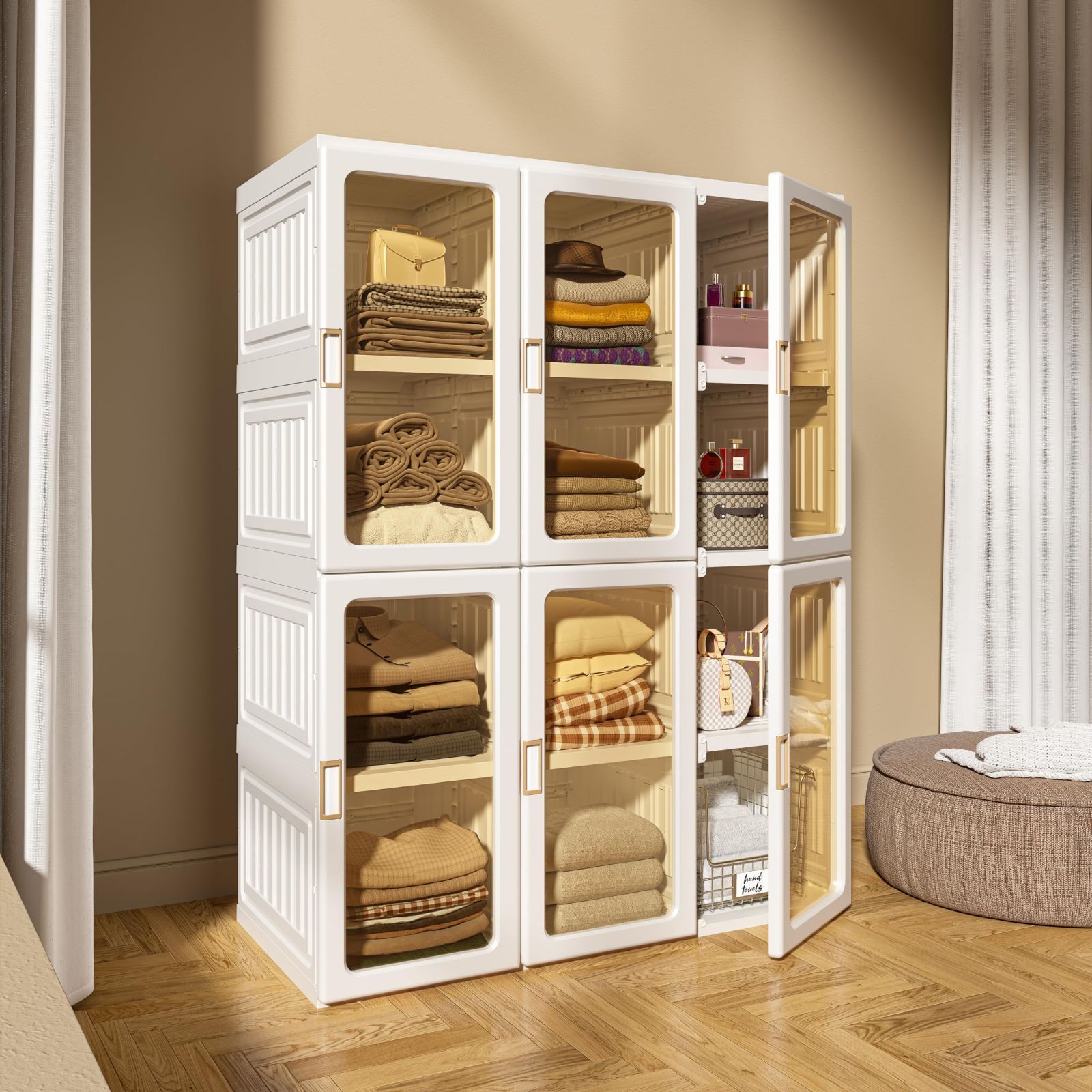 クローゼット　折りたたみ　ワードローブ(6グリッド-2ハンガー) Mayibox クローゼット 折りたたみ ワードローブ(6グリッド-2ハンガー) Mayibox