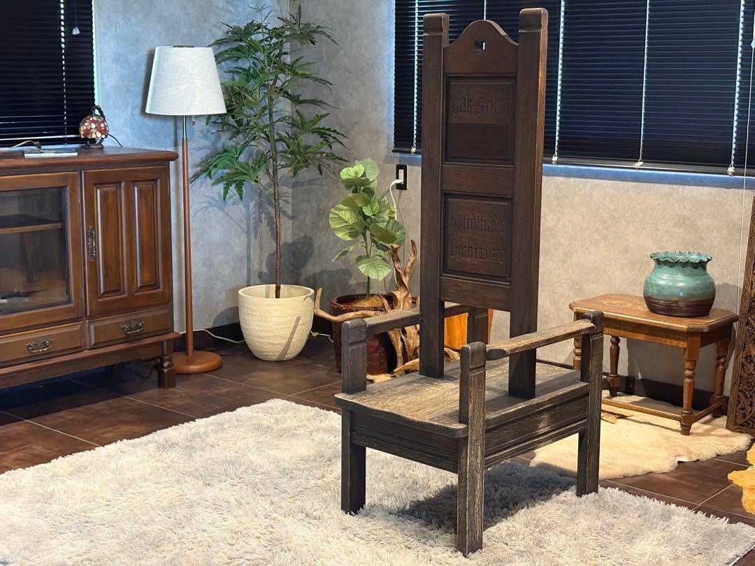 希少 oakshop オークショップ オーク材 両側ハイバックチェア 英国 nH  