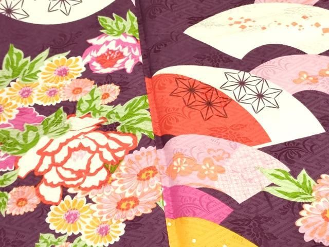 地紙花文 洗える着物