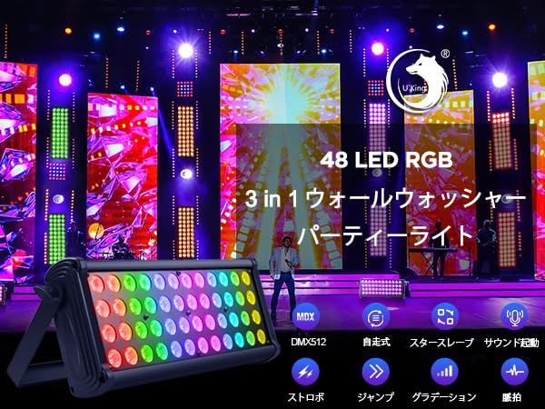 在庫処分 RGB 壁 DMX512 高演色性 高輝度 洗灯 調光 音声制御 ウォッシュライト 自動モード 雰囲気作り ステージライト 角度調節 クラブライト DMX照明 舞台照明 舞台 ステージ LED コンサートバー ディスコ 48 カラオケ DJ パ