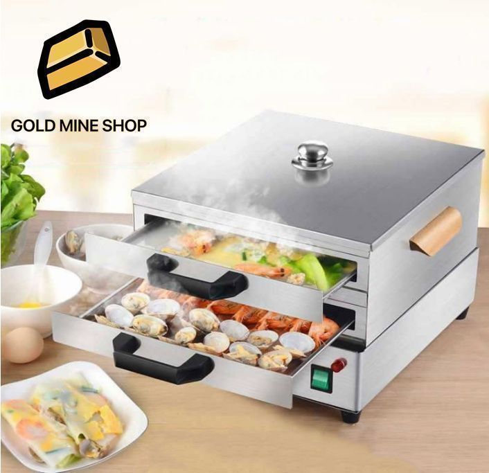 業務用ライスロール蒸し器 1800W 2段ステンレス多機能シーフード蒸し器 餃子 ミートボール 魚 牡蠣用の取り外し な小さな調理鍋