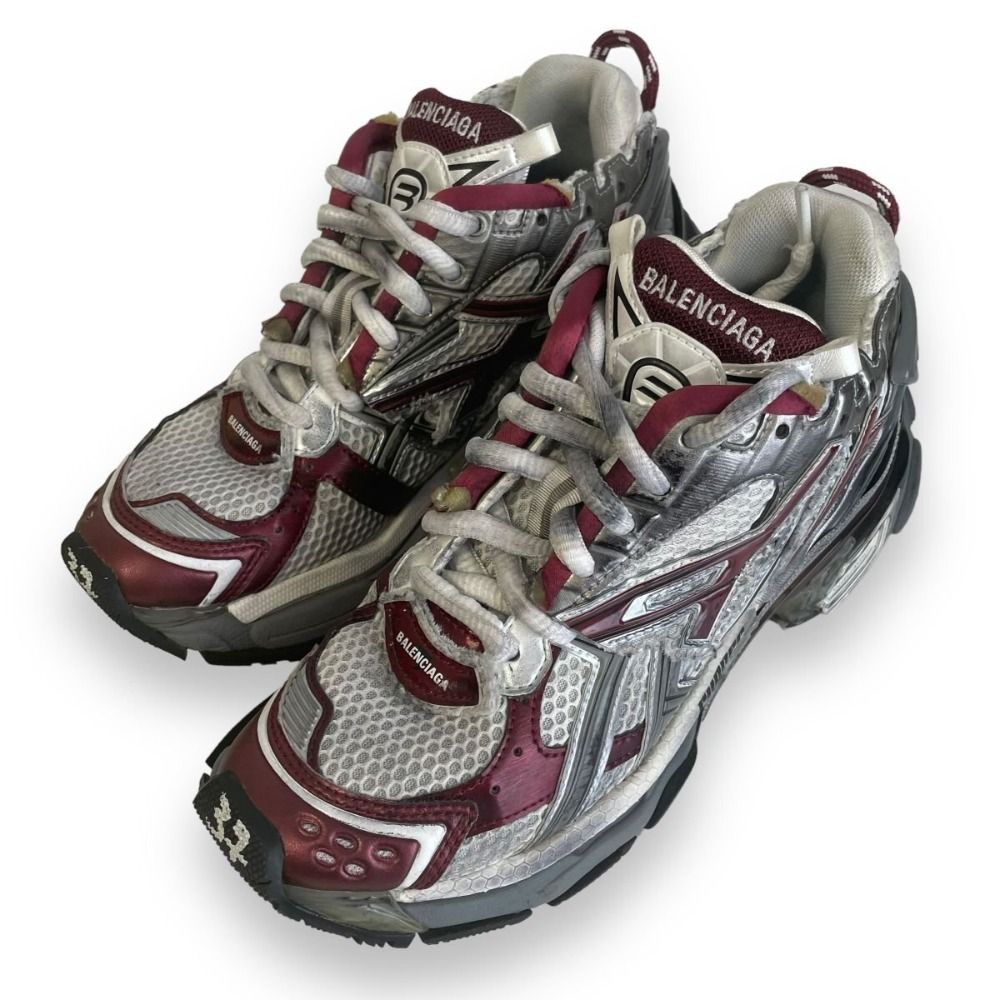 美品 BALENCIAGA バレンシアガ RUNNER ランナー ヴィンテージ加工 メッシュ スニーカー 677403 24.5cm マルチカラー メンズ 古着 中古 USED