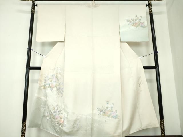 平和屋着物●金彩友禅　卓越技能者・名工・和田光正　訪問着　地紙花文　暈し染め　正絹　逸品　AABD6663ck 平和屋着物○金彩友禅 卓越技能者・名工・和田光正 訪問着 花筏 暈し