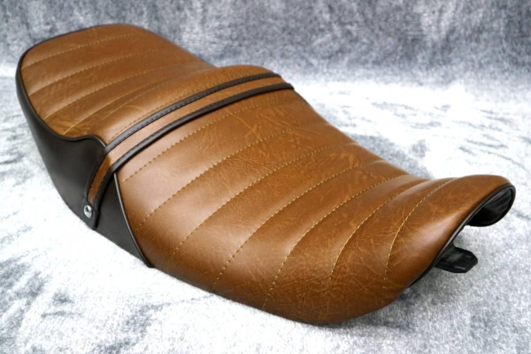 ゼファー400 シート 前期 茶ツートン / あんこ抜き タックロール