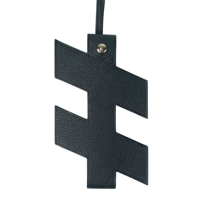 HERMES エルメス フォンケース Hタグ フォンケース ブラック レザー ユニセックス シルバー金具 超