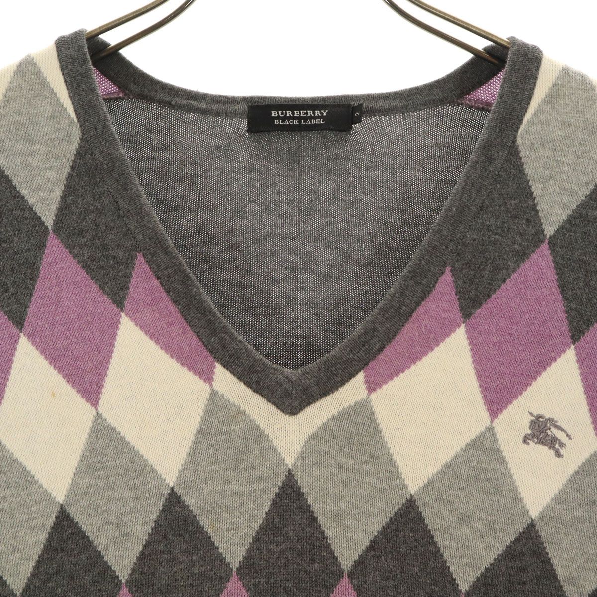 BURBERRY BLACK LABEL バーバリーブラックレーベル アーガイル柄 長袖 