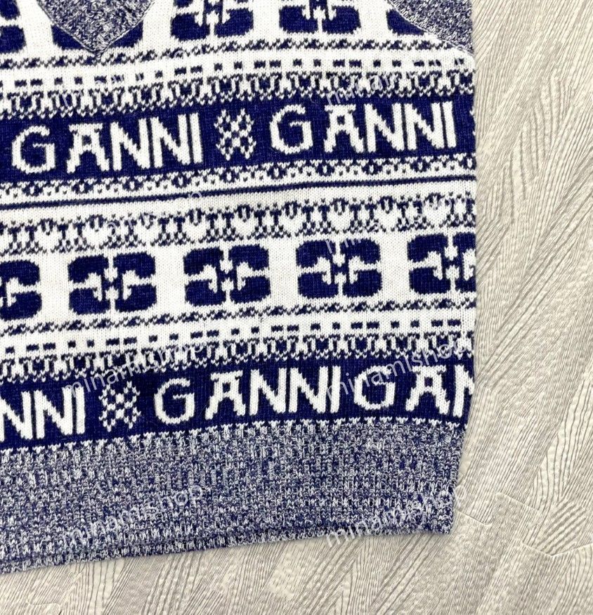 関税・送料込☆GANNI 【マルイ北千住】 ロゴジャカード ウールブレンドベスト