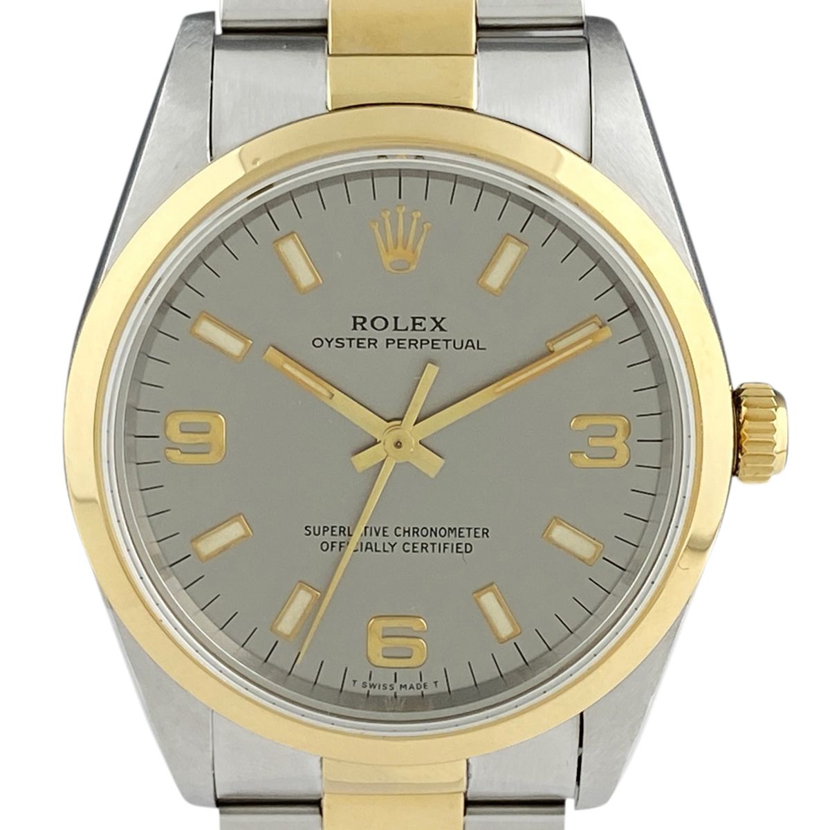 ロレックス ROLEX オイスターパーペチュアル 14203 腕時計 SS YG 自動巻き グレー ボーイズ 【中古】