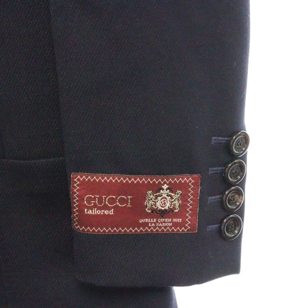 GUCCI (グッチ) 袖ロゴワッペン テーラードジャケット ネイビー