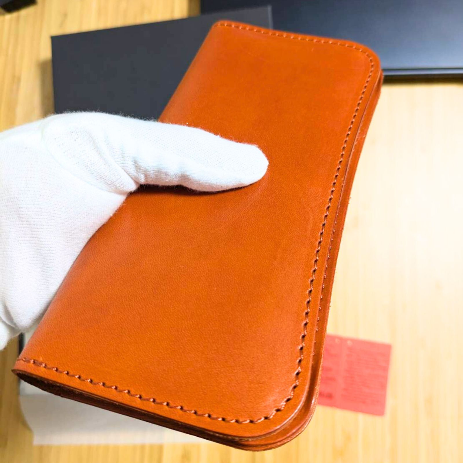 未使用品 長財布 メンズ レディース 革 栃木レザー 日本製 オレンジ 未