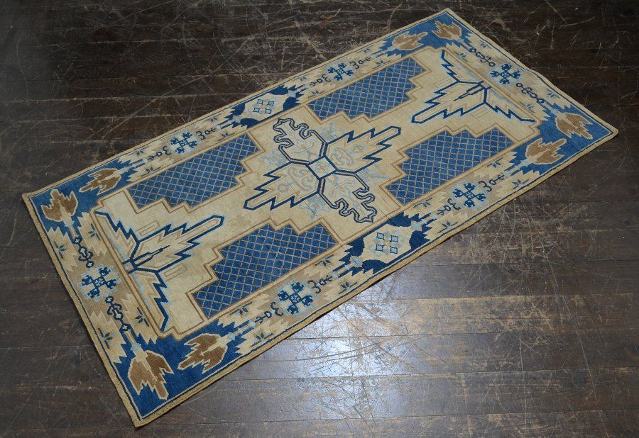 蔵A5290a】古い緞通 段通 敷物 絨毯 木綿 堺赤穂鍋島 日本語 | 言語