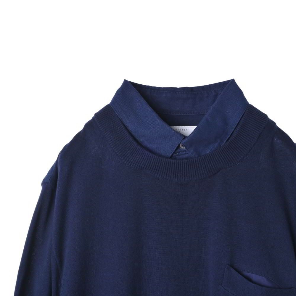 Sacai シャツドッキング レイヤード ニット 2 ネイビー サカイ - メルカリ